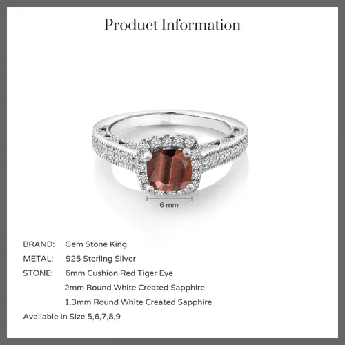 Vista 69 de Gem Stone King Anillo de compromiso de plata de ley 925 de 0.236 in con piedra natal y zafiro blanco creado con acento Anillo de compromiso