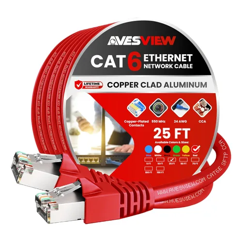 Vista 11 de Cable Ethernet blindado CAT 6 de 5 pies, para interiores de alta velocidad (SFTP) 10 Gbps blindado sin enganches, cable Ethernet de 5 pies para Negro