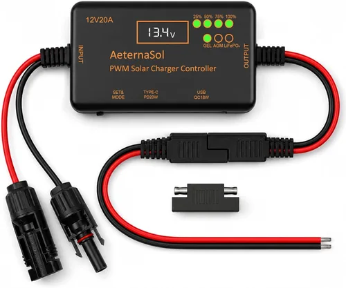 Vista 11 de Controlador de carga solar PWM 12V 20A para LiFePO4, AGM, batería de gel
