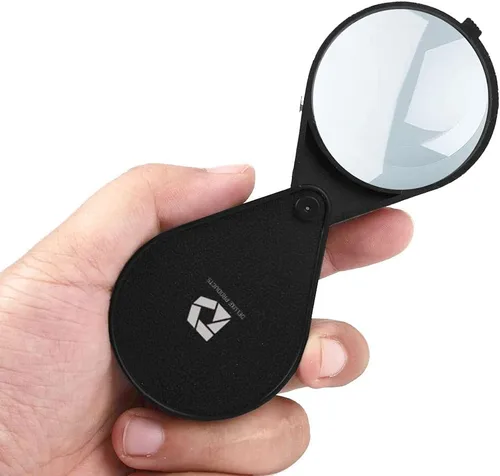 Vista 6 de Deluxe Products Lupa plegable con luz y soporte, 2 en 1, luz de lupa ligera de mano o manos libres. Lente bifocal 2X 5X para manualidades, lectura