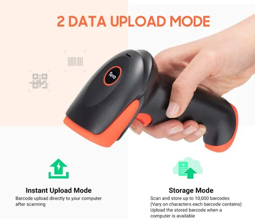 Vista 6 de Tera Pro Wireless 2D QR Barcode Scanner 3 en 1 Bluetooth y 2.4GHz inalámbrico y conexión con cable USB Conectar teléfono inteligente Tablet PC
