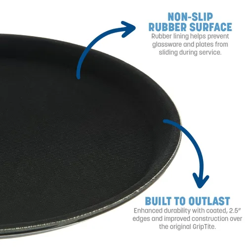 Vista 4 de Carlisle FoodService Products 1100GL004 GripLite Bandeja redonda antideslizante con forro de goma, 11 pulgadas de diámetro, color negro