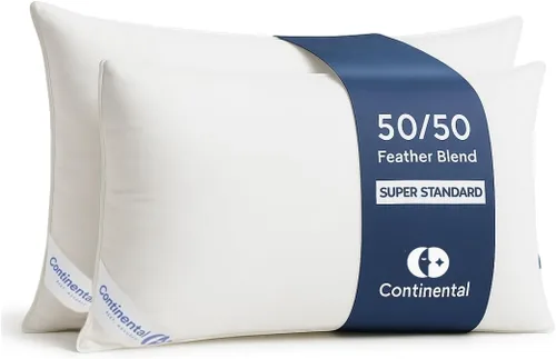 Vista 9 de Continental Bedding Almohada de plumas de 50/50, suave calidad hotelera, soporte para dormir lateral, algodón transpirable de 300 hilos, certificado