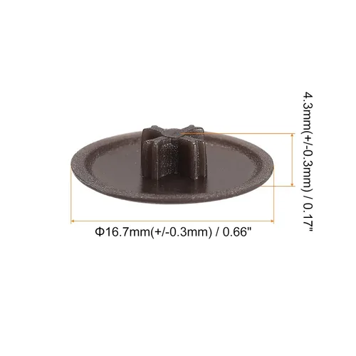 Vista 2 de uxcell Cubiertas de tapa de rosca, 80 piezas de 0.657 x 0.169 in de plástico para tornillos de rosca Phillips Cam Tornillo autorroscante, marrón café