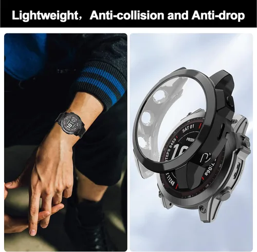 Vista 3 de Funda compatible con Garmin Fenix 7/Fenix 7 Solar/Fenix 7 Sapphire Solar Smart Watch, TPU resistente a los arañazos (no compatible con Fenix 7S/7X)