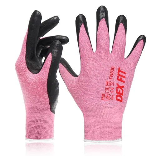 Vista 10 de DEX FIT FN330 - Guantes de trabajo de nitrilo, ajuste elástico 3D, agarre potente, táctil inteligente, recubierto de espuma resistente, fino