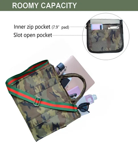 Vista 4 de Bolsas de mano para mujer, bolso de lona, bolso cruzado con cremallera, bolsas de hombro casuales para el trabajo y viajes