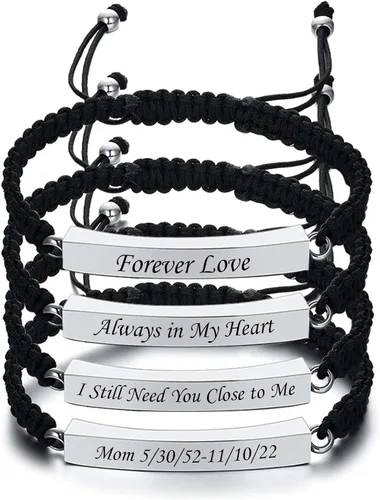 Vista 44 de Pulsera de urna personalizada para cenizas, recuerdos de joyería de cremación para mujeres y hombres, pulsera ajustable de cuerda tejida hecha a