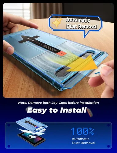 Vista 4 de MAGIC JOHN Paquete de 2 protectores de pantalla para Nintendo Switch (2017, 6.2 pulgadas), protección ocular, bloqueo de luz azul, transparente HD