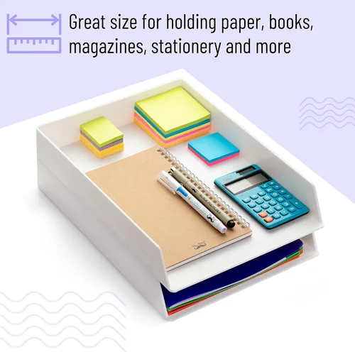 Vista 5 de Mr. Pen - Organizador de escritorio con bandeja de cartas, plástico, paquete de 2, organizador de archivos blanco para escritorio, organizador