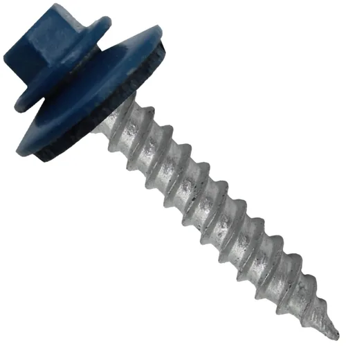 Vista 126 de 12 tornillos para techos de metal gris ABC de 1-1/2 pulgadas, cabezal de arandela hexagonal, arranque automático/roscado, arandela EPDM. 1 bolsa