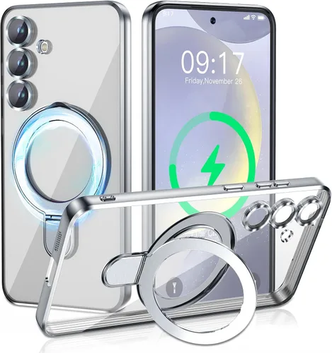 Vista 70 de Funda magnética para iPhone 14 Pro con soporte invisible [compatible con MagSafe] [protector completo de lente de cámara]