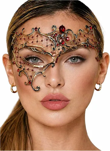 Vista 18 de Antifaz de lujo, máscara veneciana del Fantasma de la Ópera, para mujer. Vintage Clear Sl