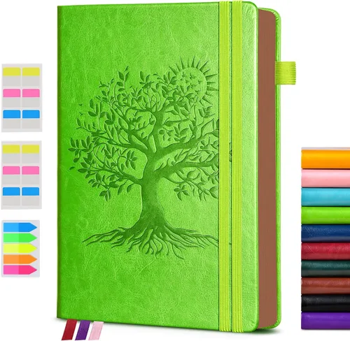 Vista 36 de Diario vintage de cuero con 300 páginas numeradas, diario rayado A4 para hombres y mujeres, diarios para escribir, cuaderno de rayas universitarias