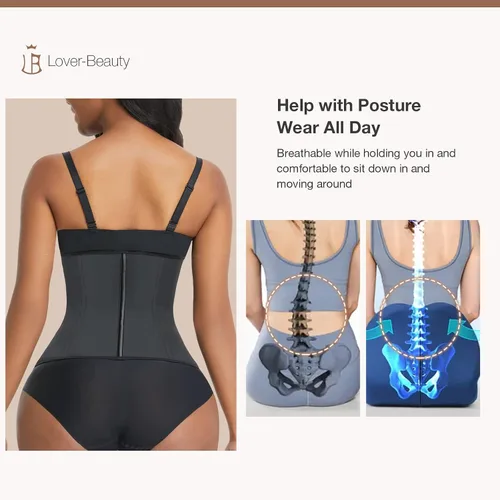 Vista 4 de Lover-Beauty Entrenador de cintura para mujer, corsés de látex, faja de entrenamiento, reloj de arena