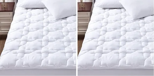 Vista 9 de Cubrecolchón tamaño individual, relleno de 450 GSM, parte superior de algodón, bolsillo de 8 a 21 pulgadas OEKO-TEX Certified, White Twin 39 x 75