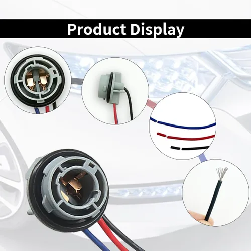 Vista 3 de 2 piezas de enchufe de zócalo de bombilla LED 1157, zócalo de luz de freno de señal intermitente impermeable, luz trasera, conector de enchuefe