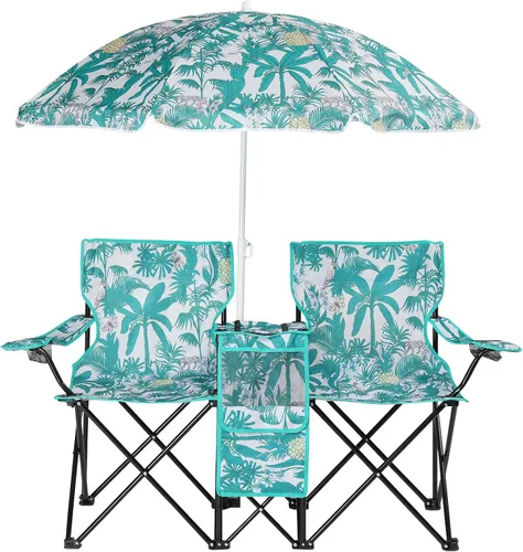 Vista 13 de Vasitelan - Silla de camping doble con paraguas, color negro