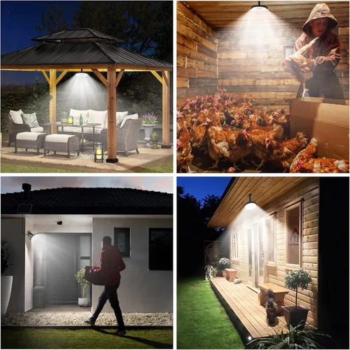 Vista 7 de ropelux - Luces solares para interiores y exteriores, 3000 lm, regulables, 5 modos (2 para iluminación durante todo el día), sensor de movimiento