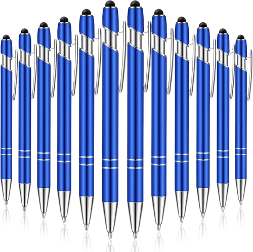 Vista 25 de Tenare 12 piezas 2 en 1 bolígrafo de metal con punta de lápiz capacitivo, bolígrafo de 1,0 mm de tinta negra para pantallas táctiles (color surtido)