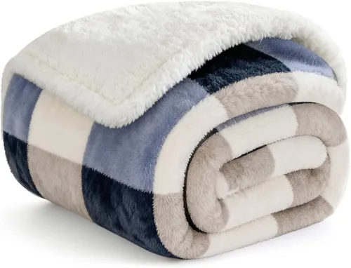 Vista 12 de Gracelife Manta de forro polar Sherpa para sofá, manta de felpa mullida y cálida para mujeres y hombres, acogedora manta gruesa y suave