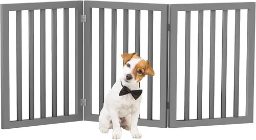 Vista 5 de Puerta para mascotas de interior - Puerta plegable de 3 paneles para escaleras o puertas - Valla para mascotas independiente de 54x23.75 pulgadas