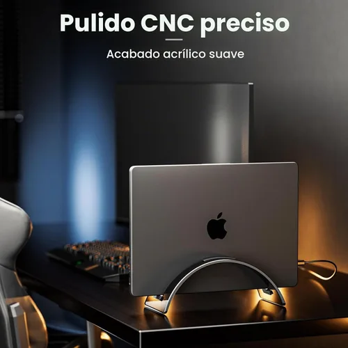 Vista 6 de Yikola Soporte Vertical para Laptop para Escritorio, Organizador Ahorro de Espacio para Todas las MacBook, Soporte para Laptop Acrílico Invisible