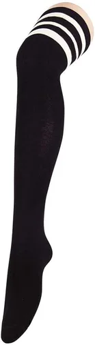 Vista 5 de Zando Calcetines altos por encima de la rodilla para mujer, calcetines altos hasta la rodilla, calcetines largos a rayas, medias altas hasta