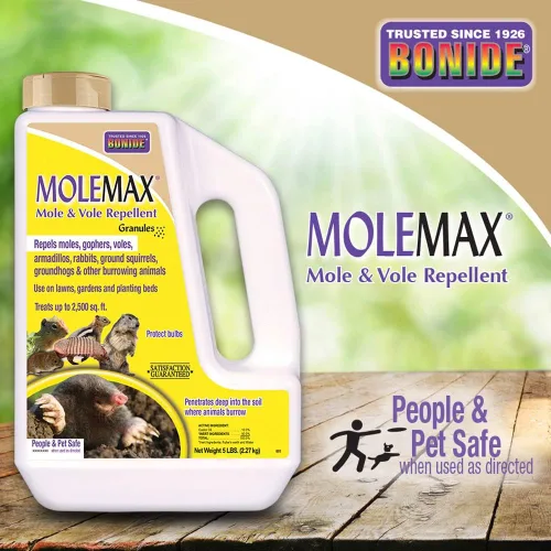 Vista 5 de Bonide MOLEMAX - Gránulos repelentes de topos y campañoles, 5 libras, listos para usar, control de topos para césped y jardín al aire libre, seguro