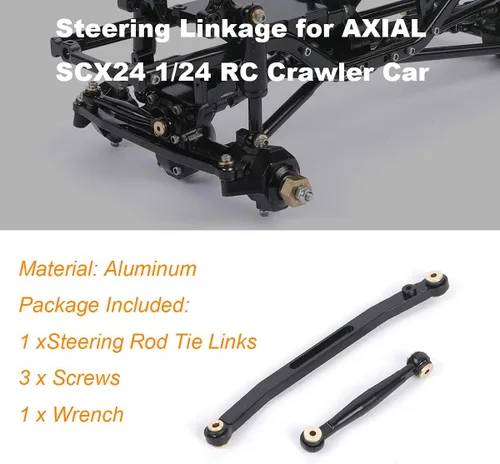 Vista 2 de Enlace de dirección de aluminio de enlace de dirección para 1/24 Axial SCX24 RC Crawler Car Upgrades (negro)