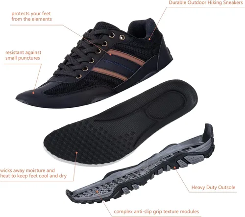 Vista 3 de FINURO Zapatos de senderismo antideslizantes para hombre, cómodos zapatos de senderismo bajos para caminar al aire libre, zapatos de trabajo