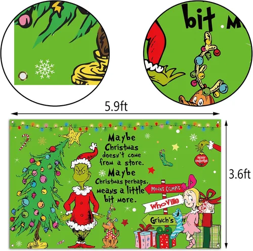 Vista 3 de Nepnuser Telón de fondo de cabina de fotos de Feliz Navidad, elfo verde, decoraciones de Navidad, suministros de fiesta de invierno, decoración