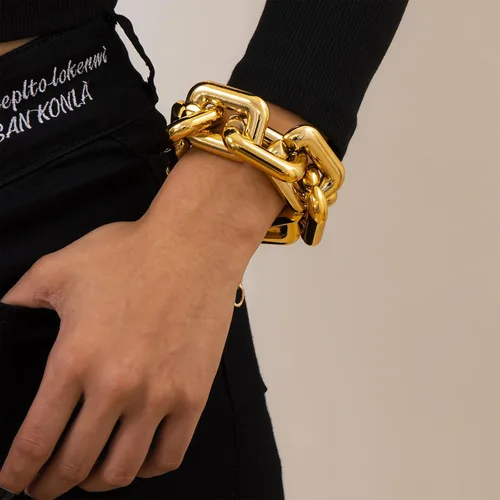 Vista 2 de Gold Chunky Bracelet for Women Cuban Link Bracelets Dainty Link Chain Bracelets Paperclip Bracelets Boho Bracelets Minimalism Bracelets for Teen