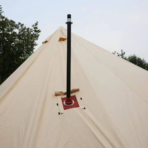 Vista 9 de Tienda de campaña de lona de algodón impermeable para 4 estaciones, tienda de campaña grande glamping, tipi yurta con estufa de techo, agujero