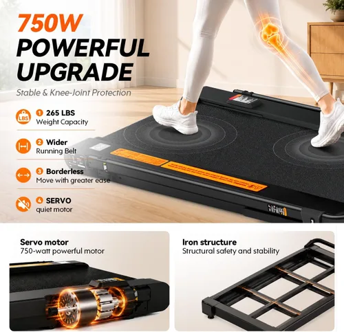 Vista 4 de Walking Pad with Vibration Plate and Handle Bar,Foldable Treadmill