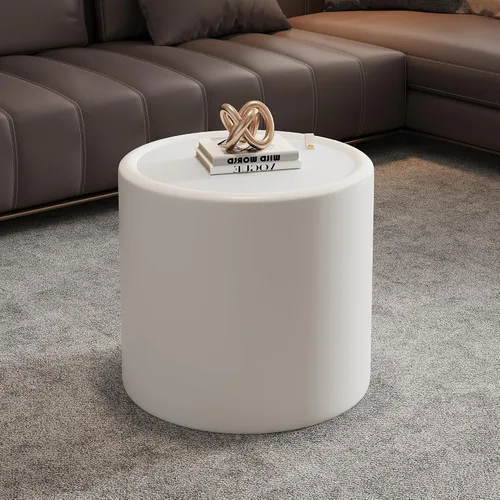 Vista 30 de ø Mesa auxiliar redonda de mármol sintético de 31.5 pulgadas con espacio de almacenamiento para sala de estar, moderna mesa de centro circular 31.5