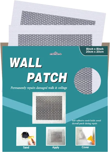 Vista 9 de Parche para paneles de yeso, 2 x 2 pulgadas, 2 piezas, kit de reparación de parches de pared, (2x2-2P)