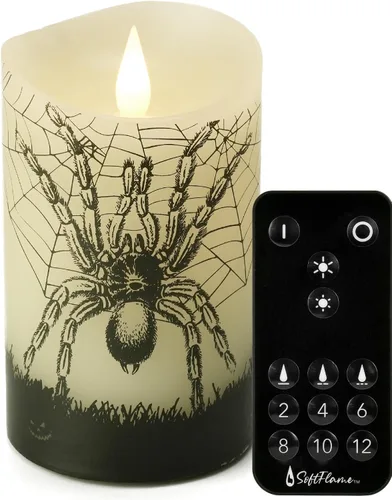 Vista 15 de Velas de Navidad sin llama con control remoto, 7,6 cm x 12,7 cm, Velas parpadeantes de cera real con mecha 3D, pilas, vela de árbol de Navidad Árbol