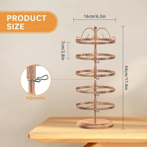 Vista 2 de LASZOLA Organizador de aretes de metal de 5 niveles, soporte giratorio estable de joyería para mujeres y niñas, 400 agujeros y ranuras, estante