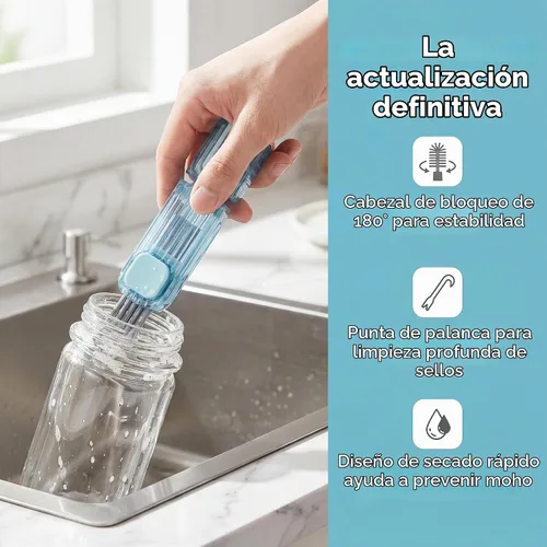 Vista 5 de VIDONIO Cepillo de limpieza de 4 en 1 para ranuras de tapas de vasos, herramientas de limpieza multifuncionales para botellas aisladas, limpiador