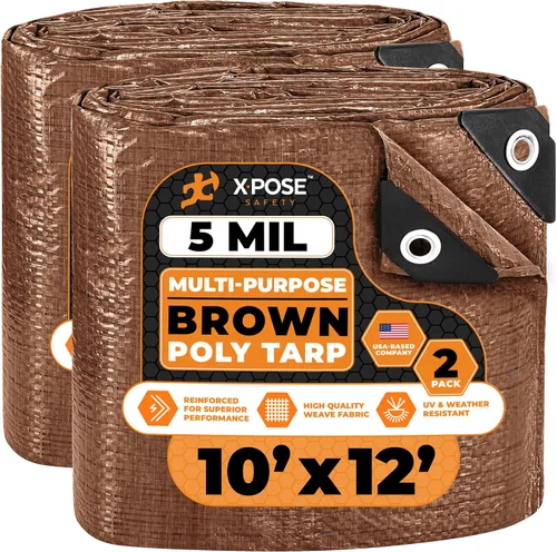 Vista 28 de Xpose Safety - Lona de polietileno ligera azul – Funda protectora multiusos, paño de goteo – duradero, impermeable, resistente a la intemperie