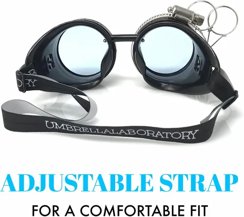 Vista 10 de UMBRELLALABORATORY Gafas de estilo victoriano Steampunk con diseño de brújula y lupa ocular, gafas para rave
