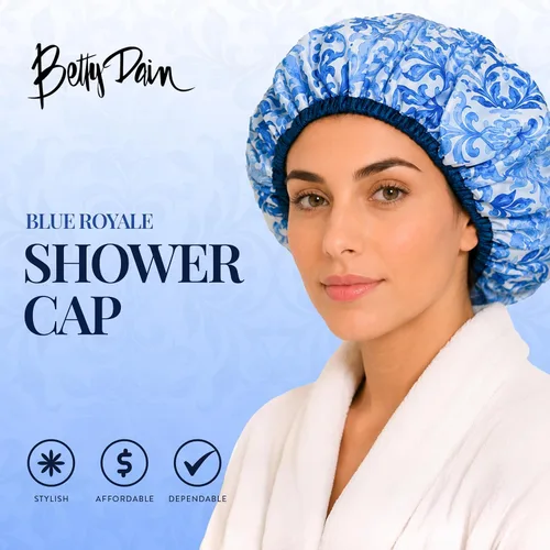 Vista 2 de Betty Dain Gorro de baño y ducha de nailon reutilizable, Blue Royale