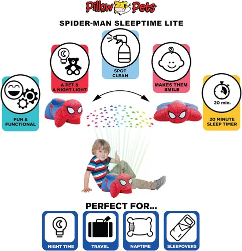 Vista 4 de Pillow Pets Marvel Spider-Man, 11" Sleeptime Lite