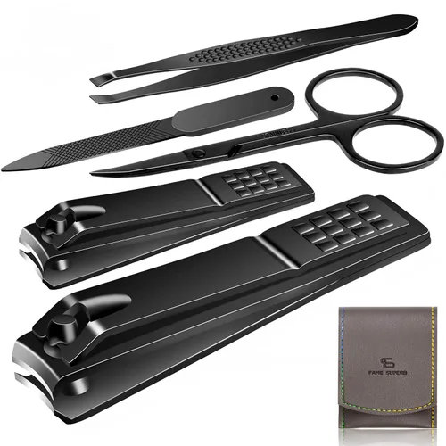 Vista 8 de Kit de manicura y pedicura para cortar uñas, tijeras Vibrissac de 5 piezas, las mejores herramientas de cuidado para hombres y mujeres con estuche