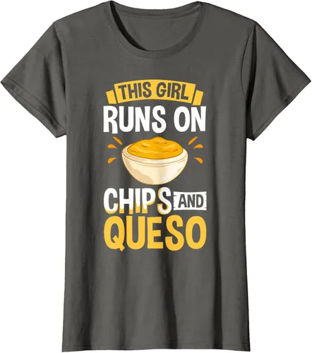 Vista 4 de Queso Dip Camiseta Chile con Queso Salsa Mexican Chips Chile con Queso, Negro, S