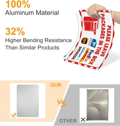 Vista 19 de ALKB - Letrero de entrega de paquetes de 8 x 12 pulgadas, entrega todos los paquetes aquí Letrero de aluminio libre de óxido para porche, puerta