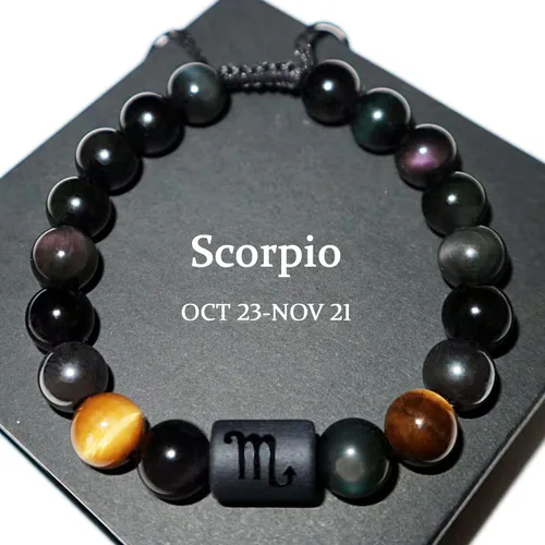 Vista 35 de Pulseras de la amistad, pulsera de obsidiana negra arcoíris para mujeres y hombres, 0.394 pulgadas (0.394 in), ojo de tigre, hematita y cristal