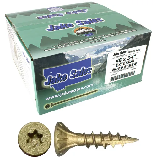 Vista 190 de 8 x 1 revestimiento exterior recubierto de bronce, tornillo de madera multiusos compatible con ACQ, cabeza plana Torx/Star Drive de 1 libra, 288