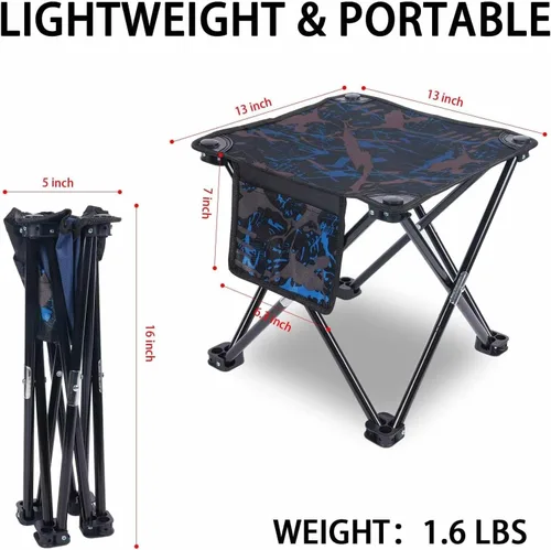 Vista 3 de VOLIXOD Taburete plegable portátil de camping para adultos, taburete plegable ligero para reposapiés al aire libre, pesca, senderismo, jardinería